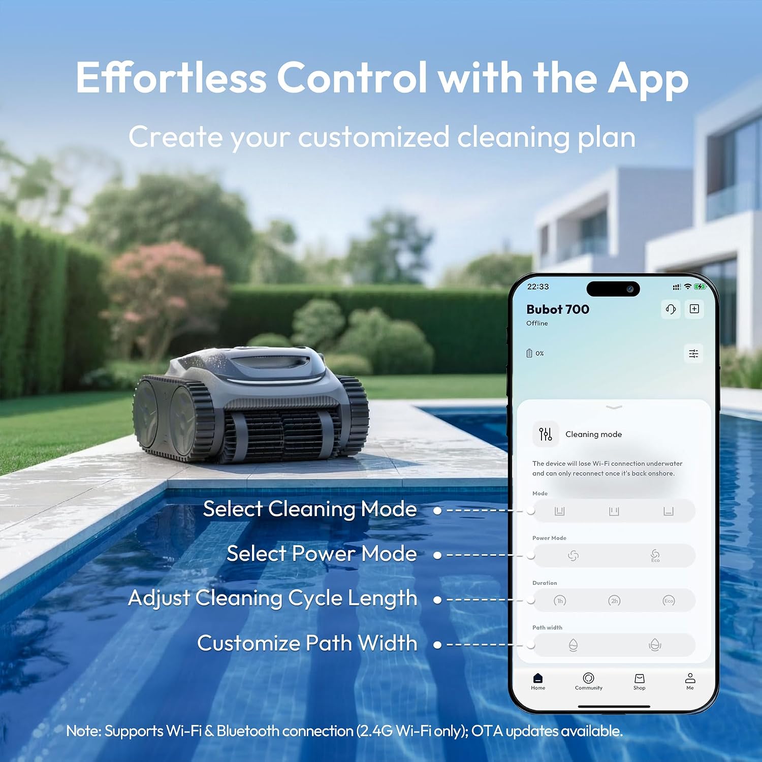 (2026 New) Bubot 700 Cordless Roboitc Pool Cleaner, Pool Vacuum with 210-Min Rumtime, Superior Suction, Triple Motors, Floor/Wall/Waterline Cleaning, for Inground & Above-Ground Pool, Light Grey