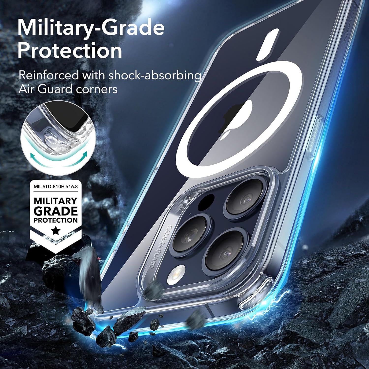 ESR For iPhone 15 Pro Max Case,Compatible With Magsafe,Military-Grade Case Protection,Yellowing Resistant,Scratch-Resistant TPU Back,Magnetic Phone Case For iPhone 15 Pro Max,Classic Series,Clear
