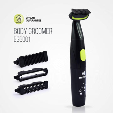 Havells BG6001, Battery Operated Body Trimmer for Body Trimming & Private grooming Including Groin (Black/Green)