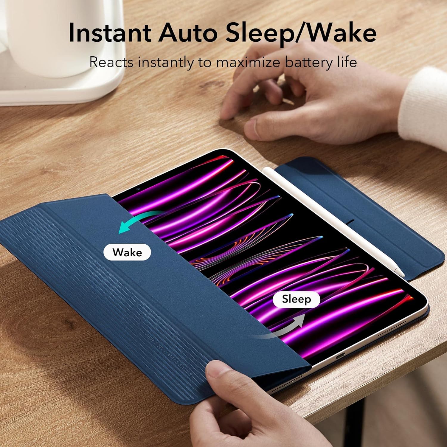 ESR for iPad Pro 12.9 inch Cover (2022/2021/2020, 6th/5th/4th Generation), iPad Air 13 inch Case 2025/2024, Convenient Magnetic Attachment, 2-Way Stand, Rebound Magnetic Case, Navy Blue