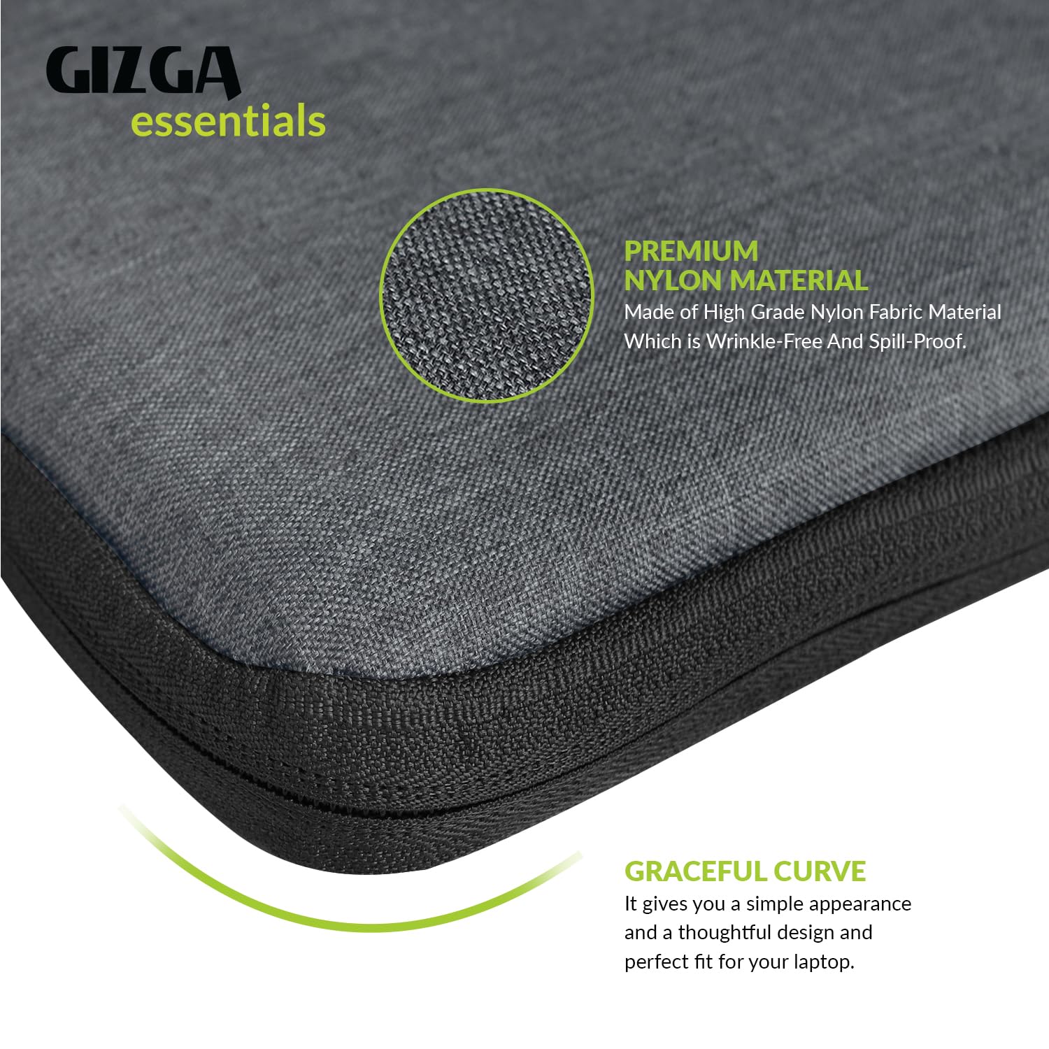 GIZGA essentials Laptop Bag Sleeve Case Cover Pouch for 15.6 Inch Laptop/MacBook, Office/College Laptop Bag for Men & Women, Side Handle, Multiple Pockets, Water Repellent, Shock Absorber, Grey