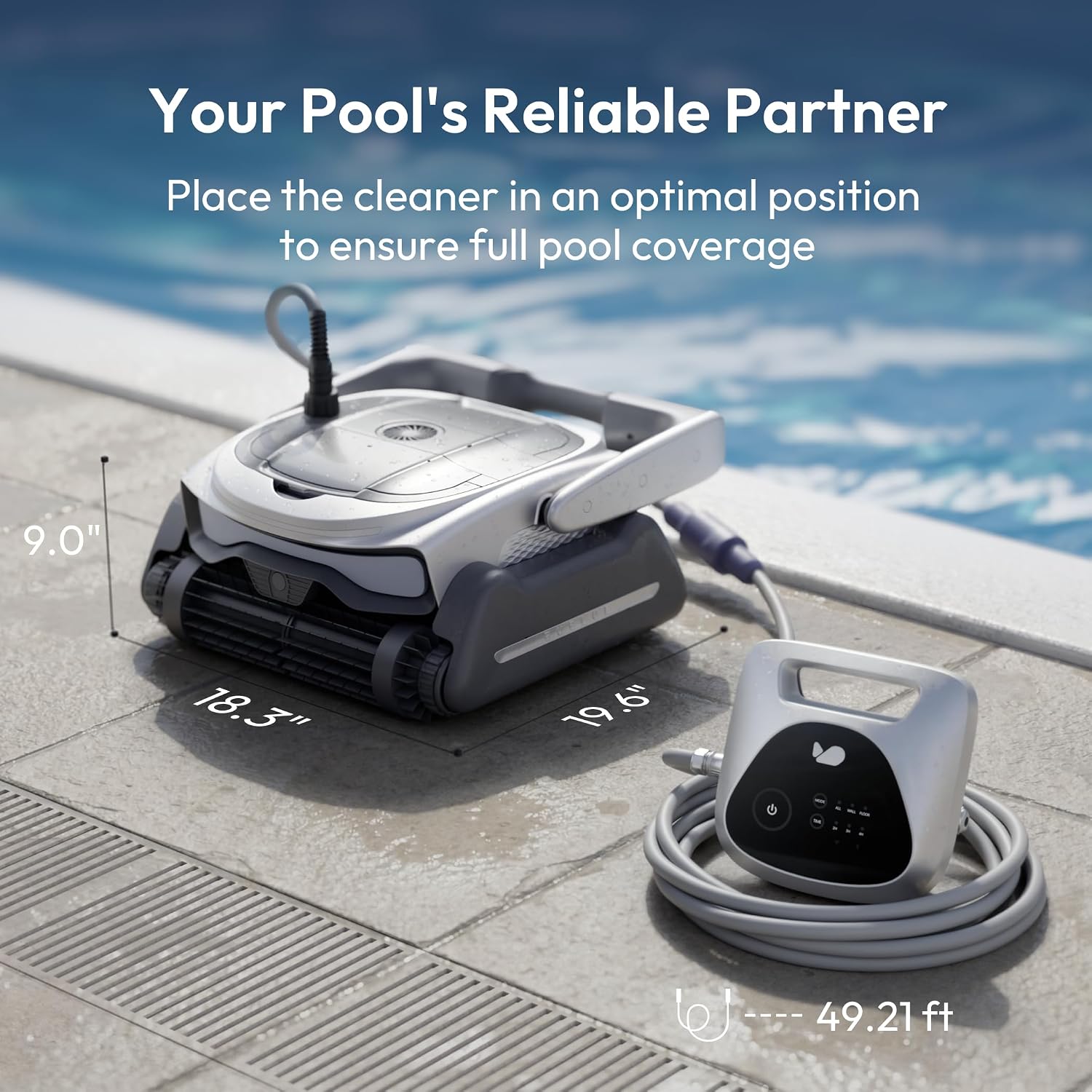 (2026 New) BUBLUE 800P Gen2 Robotic Pool Cleaner,Pool Vacuum for Inground Pools,Cleans Floor/Wall/Waterline/Shallow Area,Smart Navigation,App Control& Scheduling,for Pools up to 1,076 Sq.Ft Space Gray