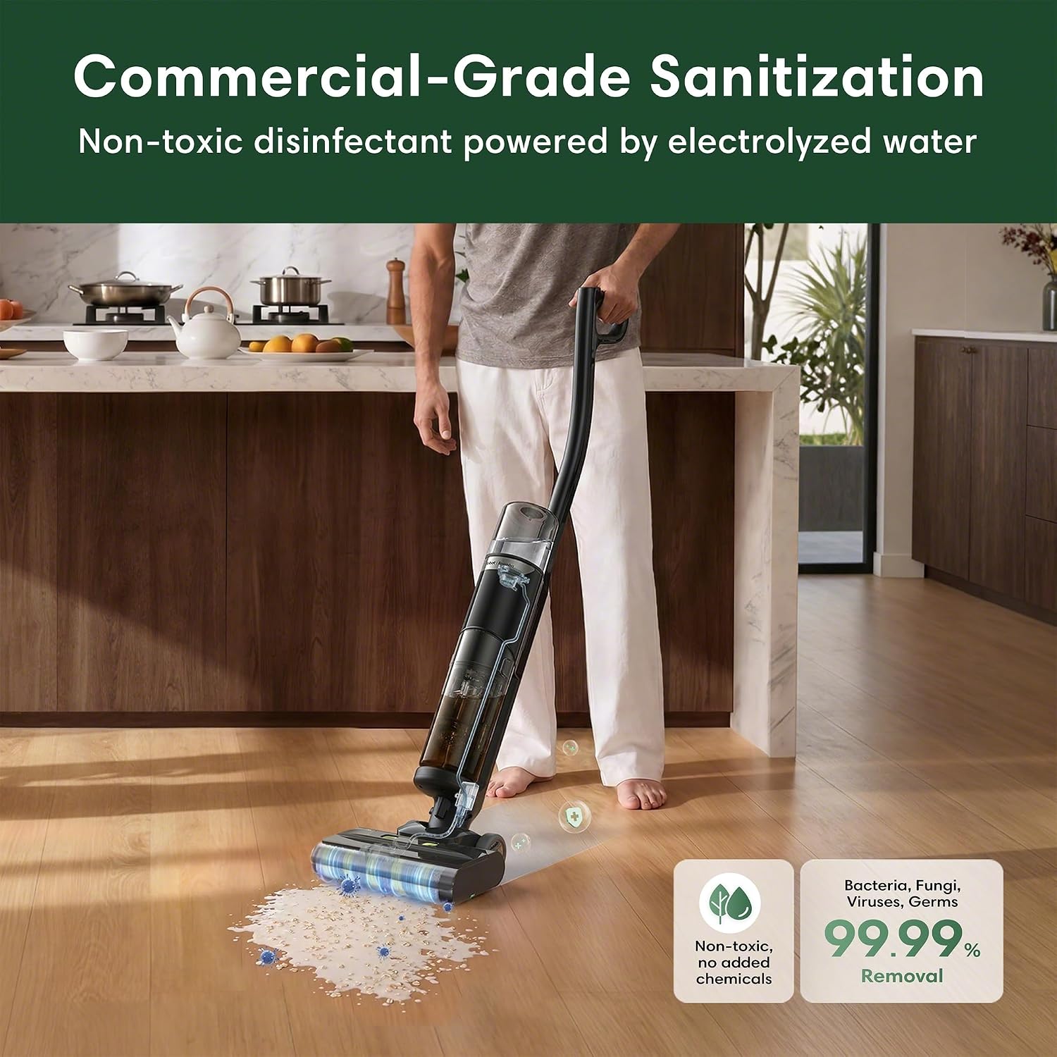 Roomba Electro 5in1 Disinfecting Hard Floor Cleaner, Vacuum, Mop & Sanitize in One Pass, Cordless, Non-Toxic, Kills Germs & Bacteria, Continuous Self-Sanitizing Roller Mop, Heated Self-Cleaning Dock