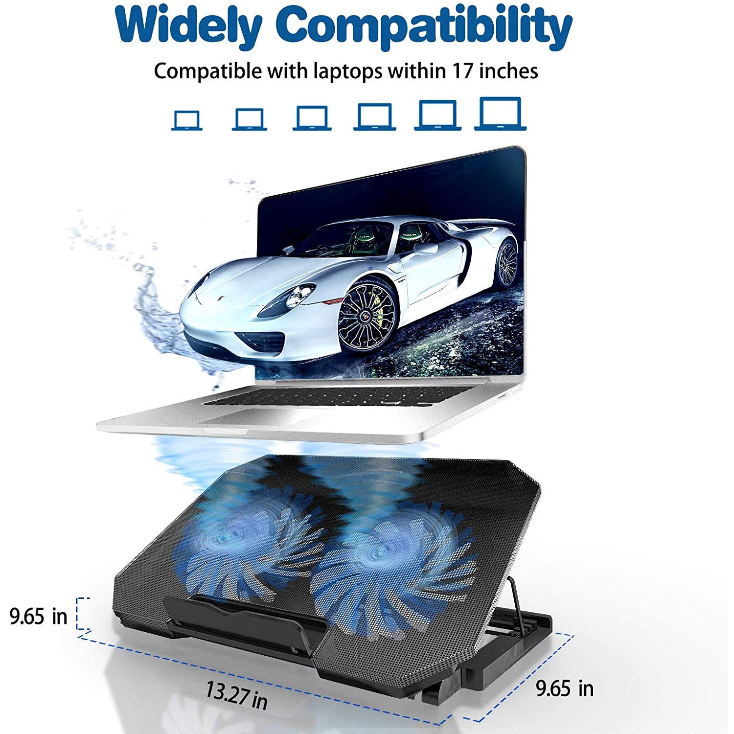 Zinq Technologies Zinq Cool Slate Dual Fan Cooling Pad for Notebook/Laptop with Dual USB Port(Black)