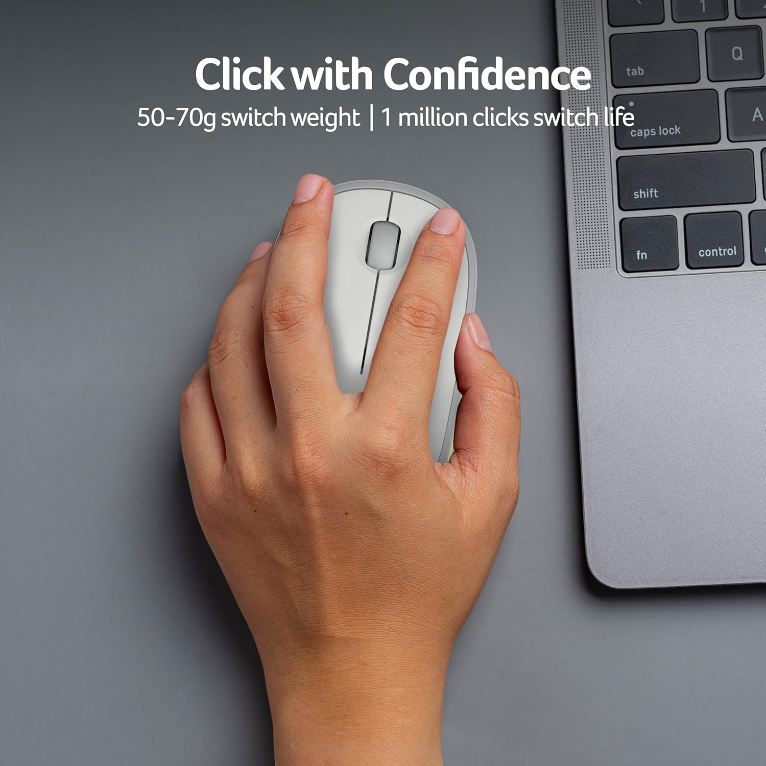 Acer Bubble Wireless Mouse AMR100 | 2.4GHz Silent Click | 1600 DPI | Ergonomic | AA Battery | Win8/10/11 | Compact Lightweight Design | Color: White/Grey