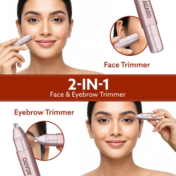 AGARO Facial Hair Removal Machine for Women, Rechargeable Eyebrow Trimmer, Cordless, Safe & Painless Electric Shaver, Hypoallergenic Blade, Multi Use for Upper Lip, Chin, Cheek & Forehead, FHR190