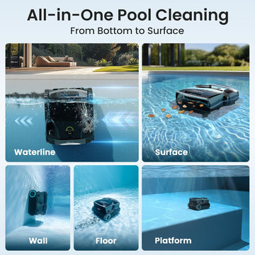 Aiper Scuba X1 Pro Max All-in-One Pool Cleaning Robot & Skimmer with 8,502 GPH Suction, Ultra-fine Filtration, Smart Surface Parking, Underwater WiFi Connection with HydroComm Pure