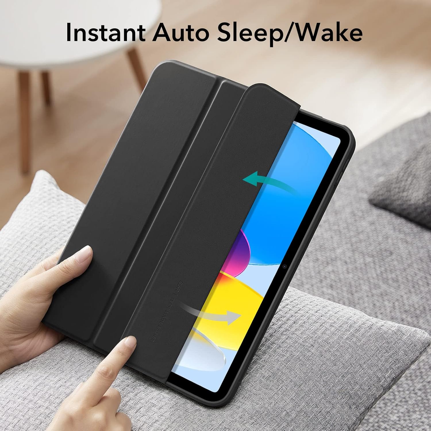 ESR for iPad 10th Generation Cover (2022, 10.9 inch), iPad 10 Case, Built-in Pencil Holder, Flexible Back Cover, Trifold Stand, Auto Sleep/Wake, Rebound Pencil Series, Black