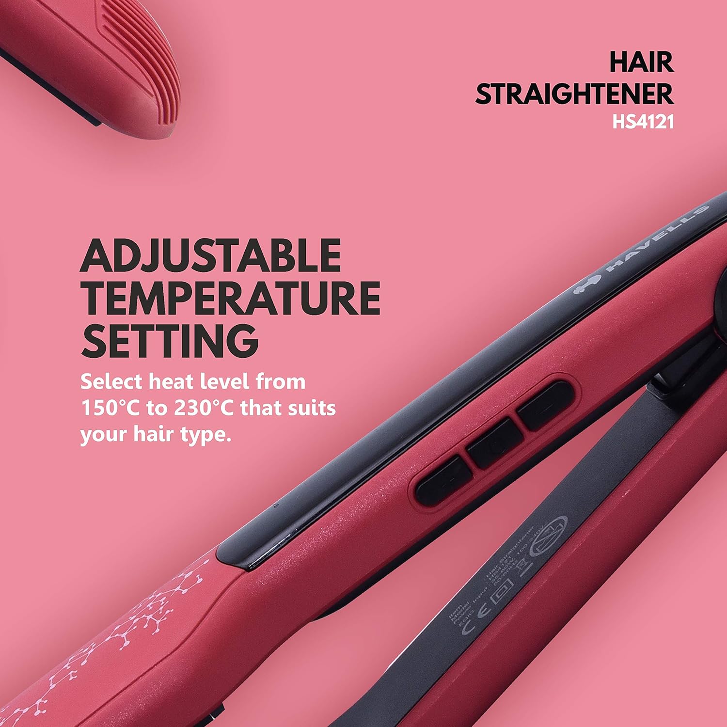 Havells Wide Plate Hair Straightener - HS4121 (Red_Free Size)
