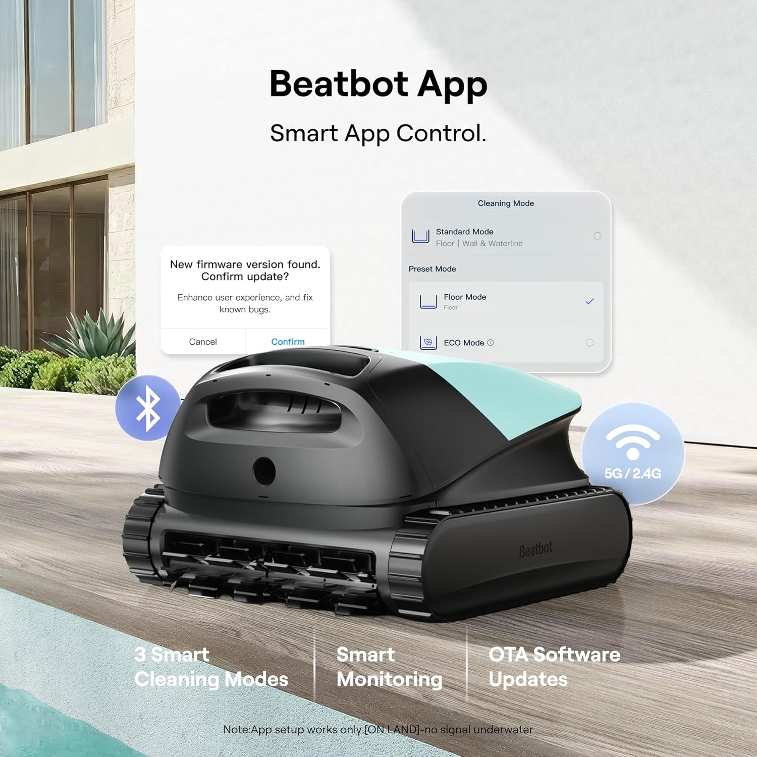 Beatbot Sora 10 Cordless Pool Vacuum Robot for Inground & Above Ground Pools, 6800 GPH Suction, Floor/Wall/Waterline/Shallow Area Cleaning, Waterline Parking, 300 Mins Runtime, Mint Green