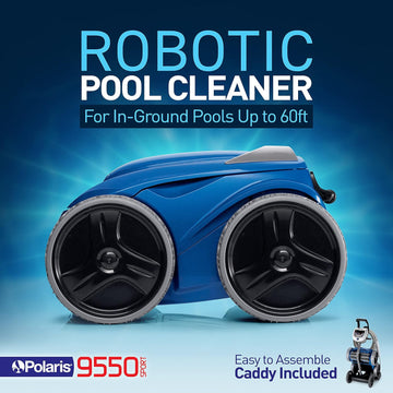 Polaris 9550 Sport Robotic Pool Cleaner, Automatic Vacuum for InGround Pools up to 60ft, 70ft Swivel Cable, Remote Control, Wall Climbing Vac w/Strong Suction & Easy Access Debris Canister