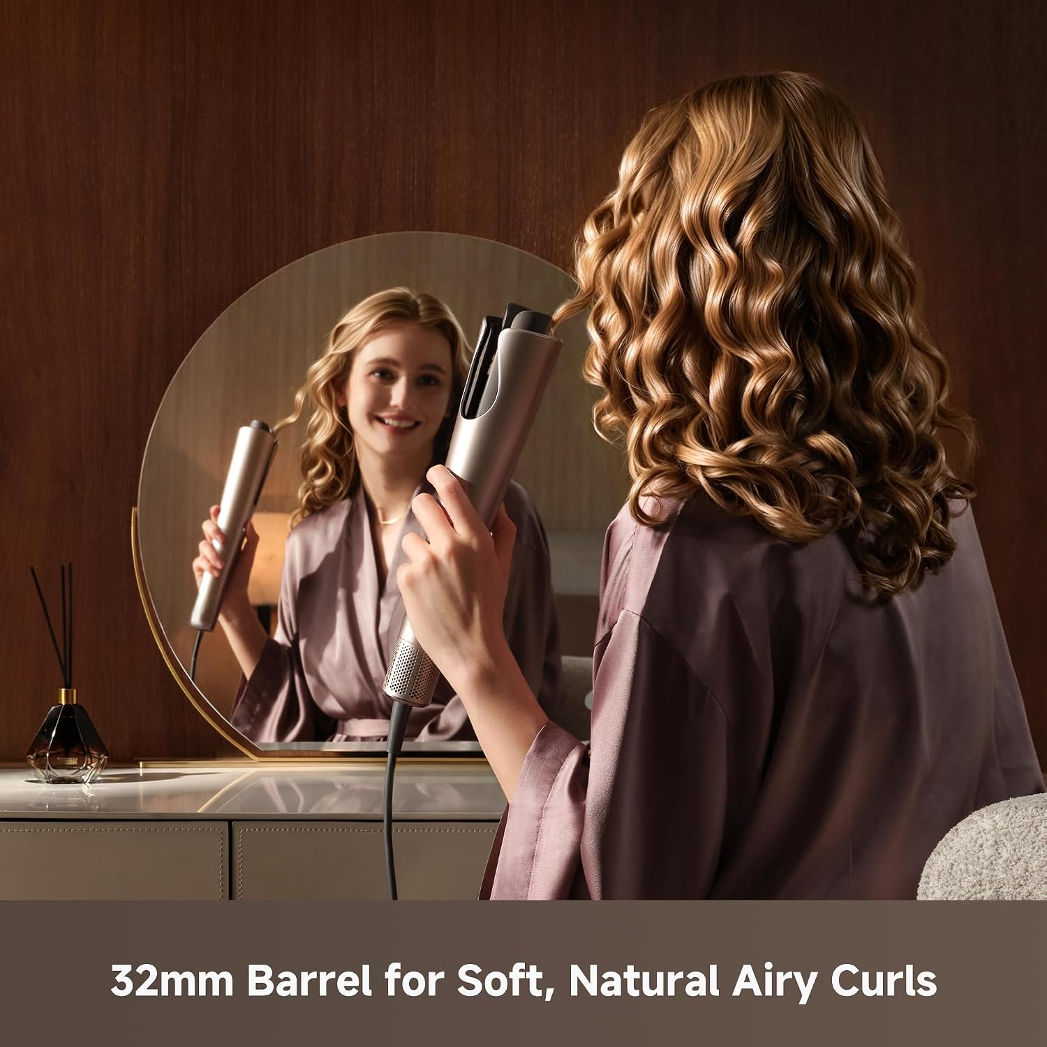 Dreame Air-Auto Automatic Hair Curler, Cool-Set Airflow Curling Wand | 1.25 Inch, 110,000 RPM Motor, 500 Million Ionic, 360°Bi-Directional Curling,MCH Heating, LED Temperature Display