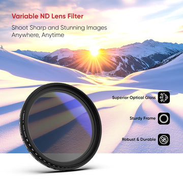 Kodak 55mm Camera Lens VND Filter Pro Series|11 Stops for ND2-ND2000|16 Layer Coating for DSLR Camera Lens Protection from UV Rays, Dust & Scratches|Variable Neutral Density|Black