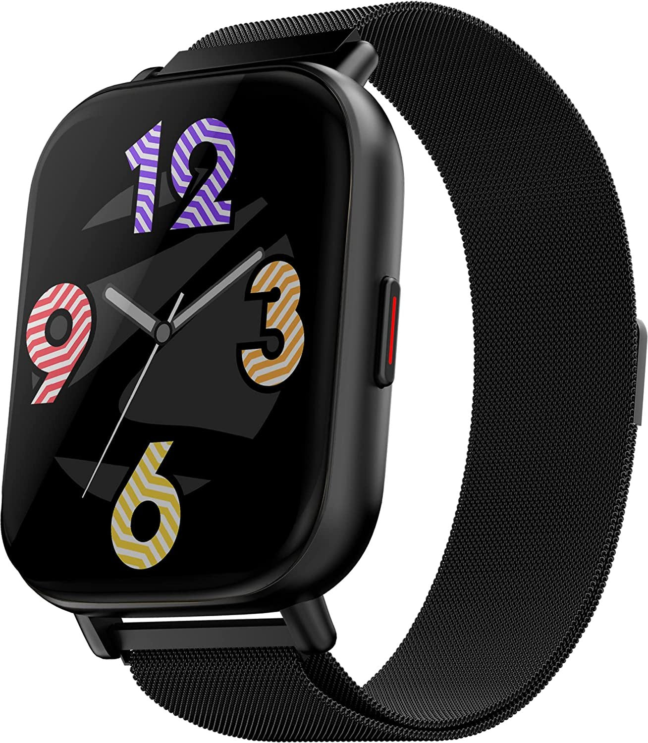 Zebronics Zeb-FIT5220CH Smart Fitness Watch, 2.5D Curved Glass 4.4cm Large Square Display, Metal Body, Dual Menu UI, 7-Day Data Storage, 8 Sports Mode, SpO2(black metal)