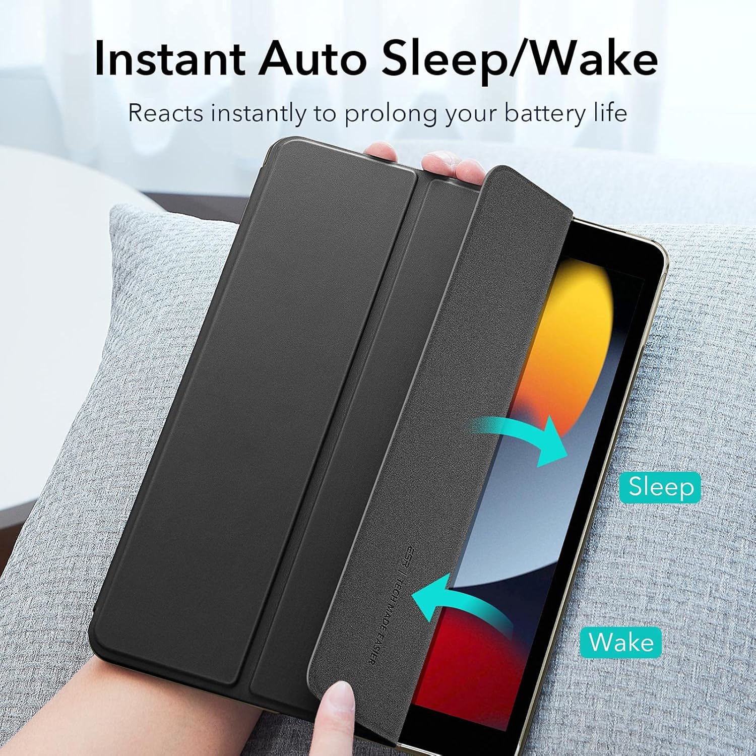 ESR for iPad 9th Generation Cover/8th Generation/7th Generation (2021/2020/2019), Trifold Smart Case, iPad 9/8/7 Case with Clasp, Auto Sleep and Wake, Viewing Stand, Ascend Series, Black