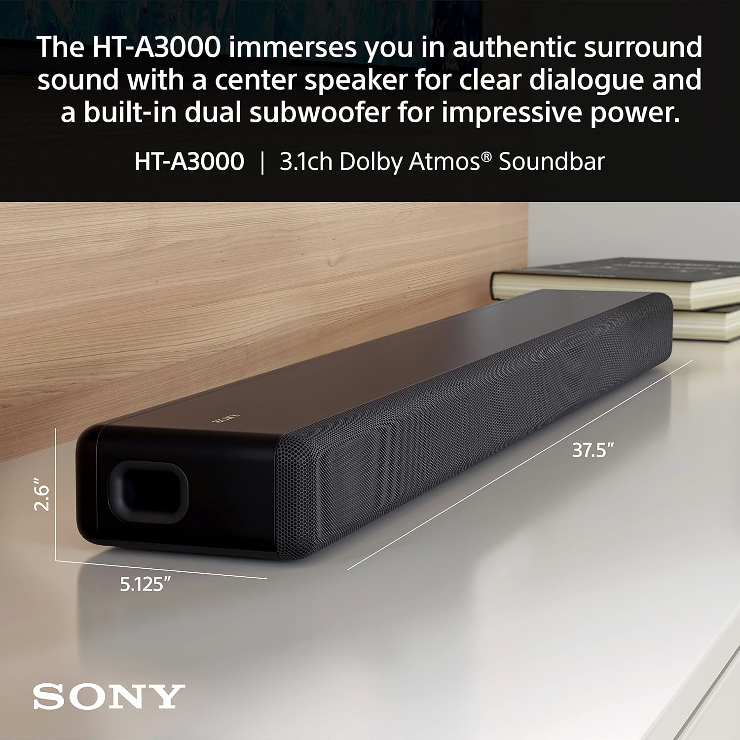 Sony HT-A3000 A Series Premium Soundbar 3.1Ch 360 Spatial Sound Mapping Soundbar For Surround Sound Home Theatre System With Dolby Atmos(DTS:X,360RA,BT,HDMI eArc&Optical,Alexa,Spotify),Black