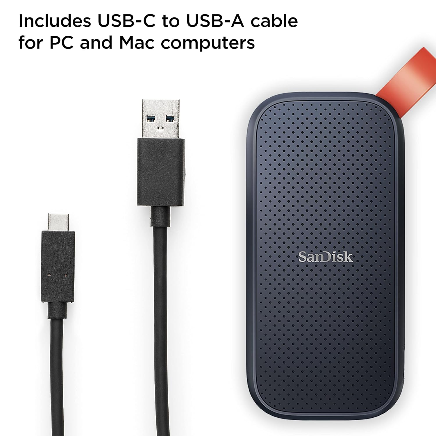 SANDISK 2TB Portable SSD, 800MB/s R, USB 3.2 Gen 2, Rugged SSD with Upto 2 Meter Drop Protection, Type-C to Type-A Cable, PC & Mac Compatible, 3 Y Warranty, External SSD (SDSSDE30-2T00-G26)