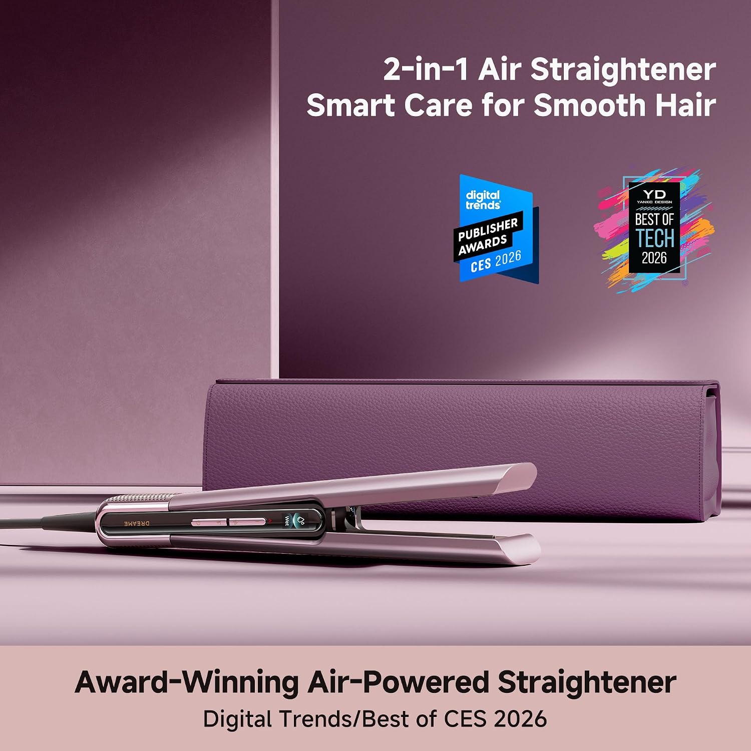 DREAME Aero Straight Pro 2-in-1 Air Straightener, Dual Airflow Channel, AI Styling, Wet-to-Dry Straightening, 57°C Root Care Mode, Triple Hair Care, 110,000RPM Motor, Smart Display, Safe Operation