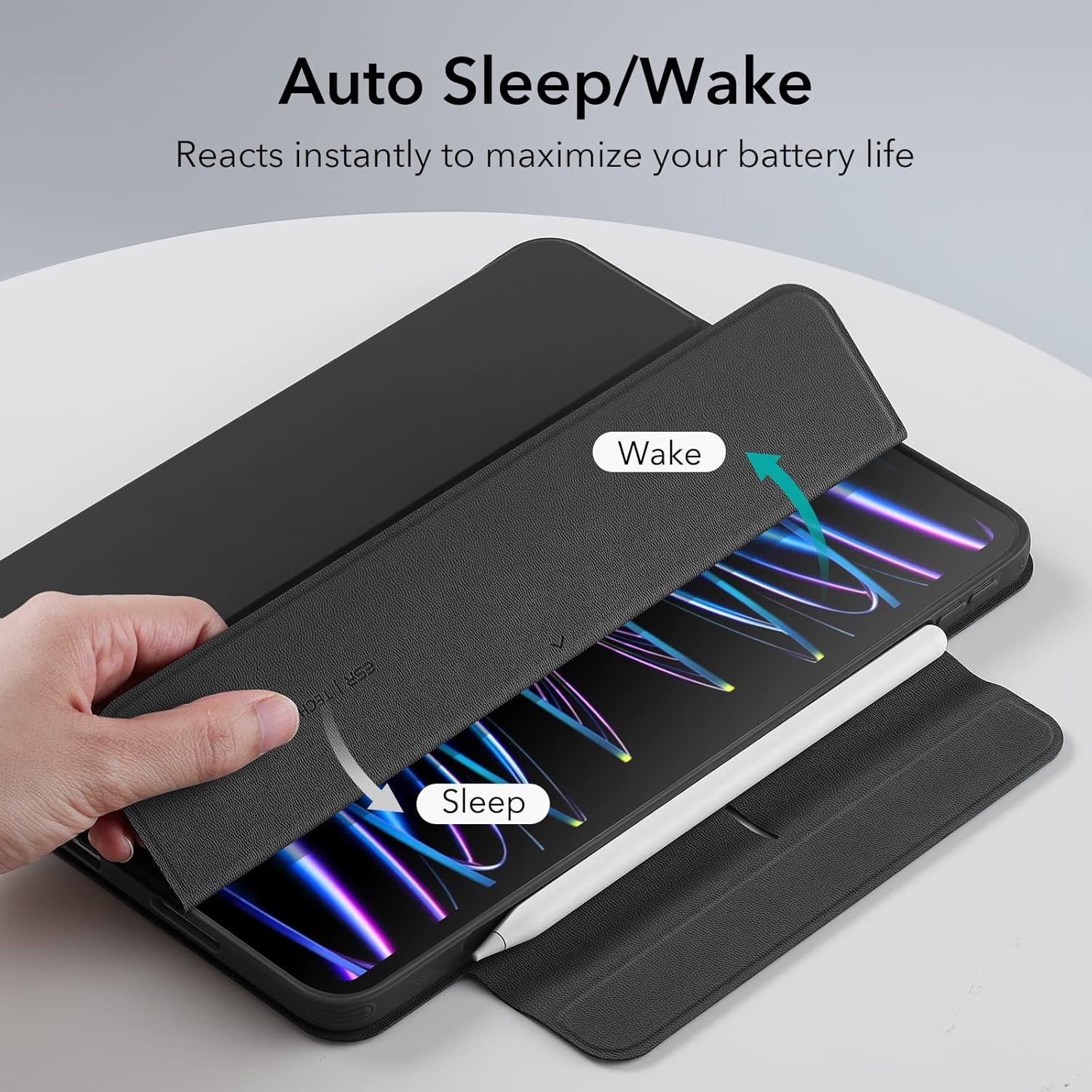 ESR for iPad Pro 11 inch Case (2022/2021/2020/2018, 4th/3rd/2nd/1st Generation), iPad Pro Cover with Pencil Holder, Detachable Magnetic Cover, Vertical Stand, Rebound 360 Series, Black