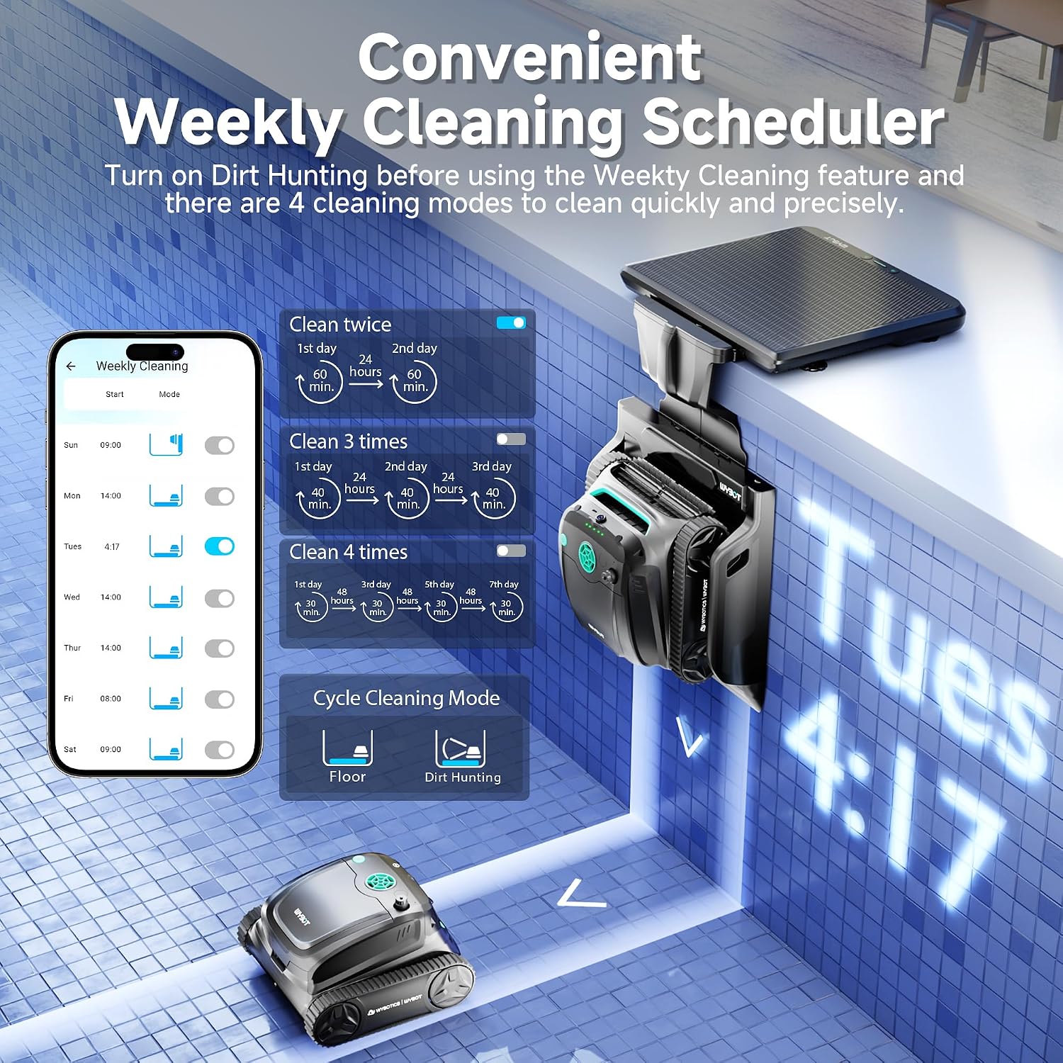 (2025 New) WYBOT S2 Solar Vision Robotic Pool Vacuum Cleaner, AI Vision, Smart Auto Docking, Dual Charging, Scheduled & Area Cleaning, 3D Adsorption for In-Ground Pools, Grey&Green