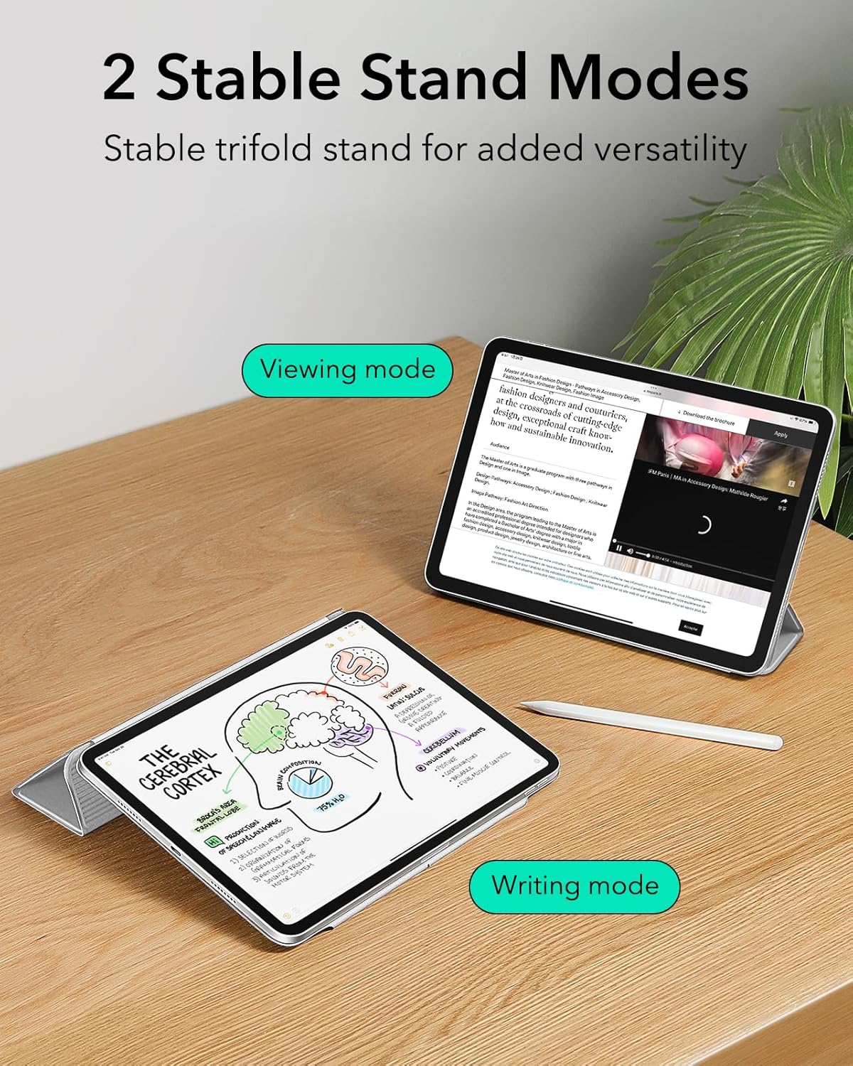 ESR for iPad Pro 11 inch Case M4 Cover (2024, 5th Gen), Powerful Magnetic, Slim Trifold Stand Case, Supports Pencil Pro and Pencil (USB-C), Auto Wake/Sleep, Durable Protection, Rebound Series, Grey