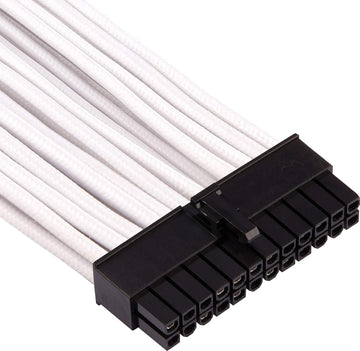CORSAIR Premium Individually Sleeved ATX 24-Pin Cable Type 4 Gen 4 – White, for Corsair PSUs (CP-8920231)