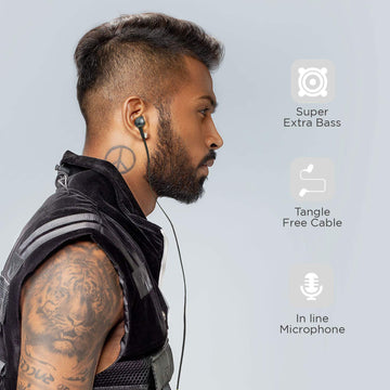 Boat BassHeads 225 in-Ear Super Extra Bass Wired Headphones, with Mic (Black)