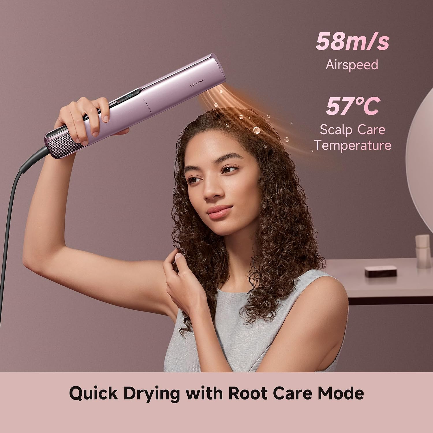 DREAME Aero Straight Pro 2-in-1 Air Straightener, Dual Airflow Channel, AI Styling, Wet-to-Dry Straightening, 57°C Root Care Mode, Triple Hair Care, 110,000RPM Motor, Smart Display, Safe Operation