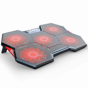 Zinq Technologies Five Fan Cooling Pad and Laptop Stand with Dual Height Adjustment and Dual USB Port Extension (Black)