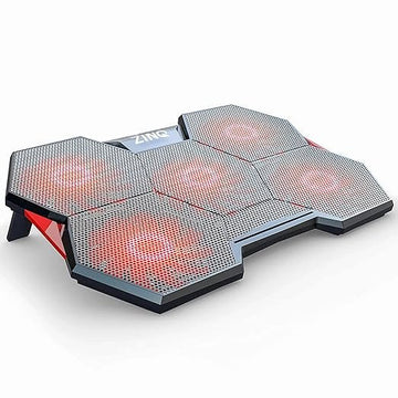 Zinq Technologies Five Fan Cooling Pad and Laptop Stand with Dual Height Adjustment and Dual USB Port Extension (Black)
