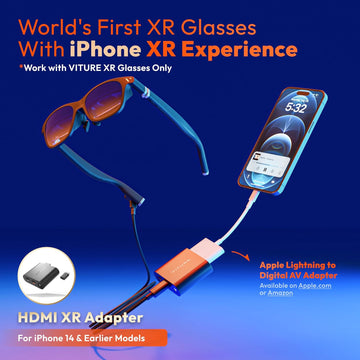 VITURE HDMI XR Adapter for iPhone 14 & Earlier Models, Enabling MultiScreen/Enhanced 3DoF/VR Videos, 2.8 Hours Battery Life, Charge While Playing, Direct Play on PS/Xbx/Gaming Consoles