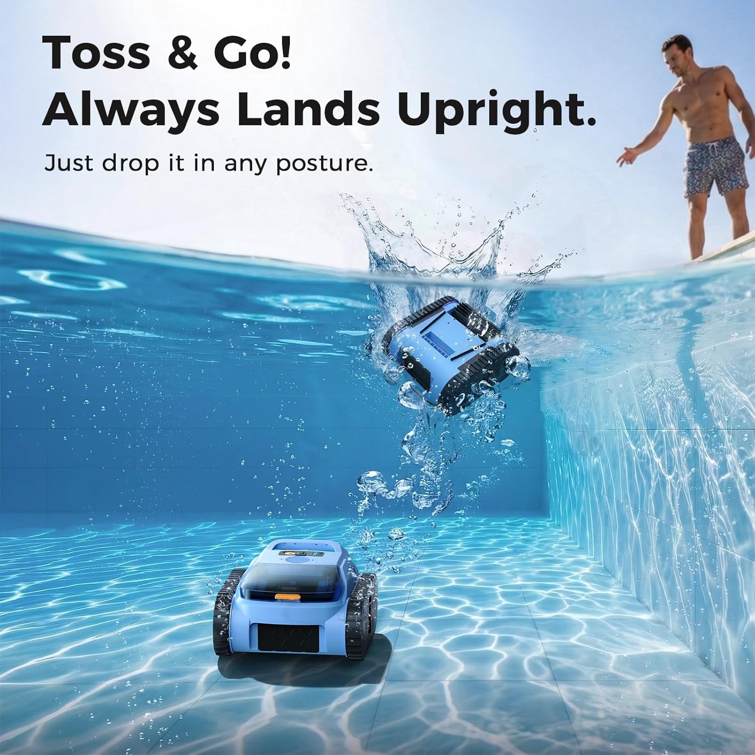 Cordless Robotic Pool Cleaner,Automatic Robotic Pool Vacuum for Inground Pools,Spa Pool Robot Cleaning up to 2150 Sq.ft for Floor,Wall Climbing,Waterline,4800GPH Suction,180min Battery Life