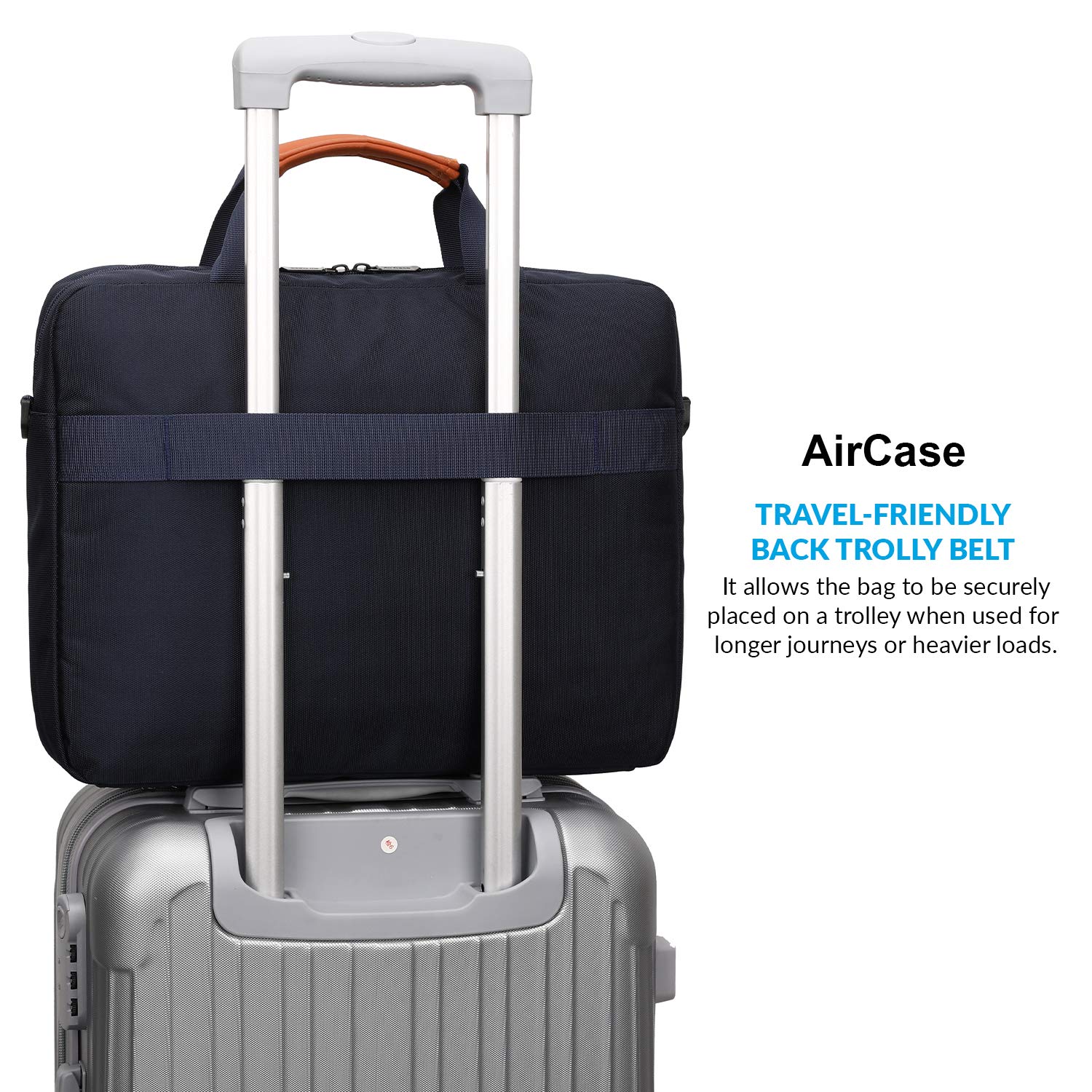 AirCase Laptop Bag Messenger Bag Sleeve for 33.02 cm (13-Inch)/ 35.56 cm (14-inch) Laptop | 2-Multi Pocket (Blue)