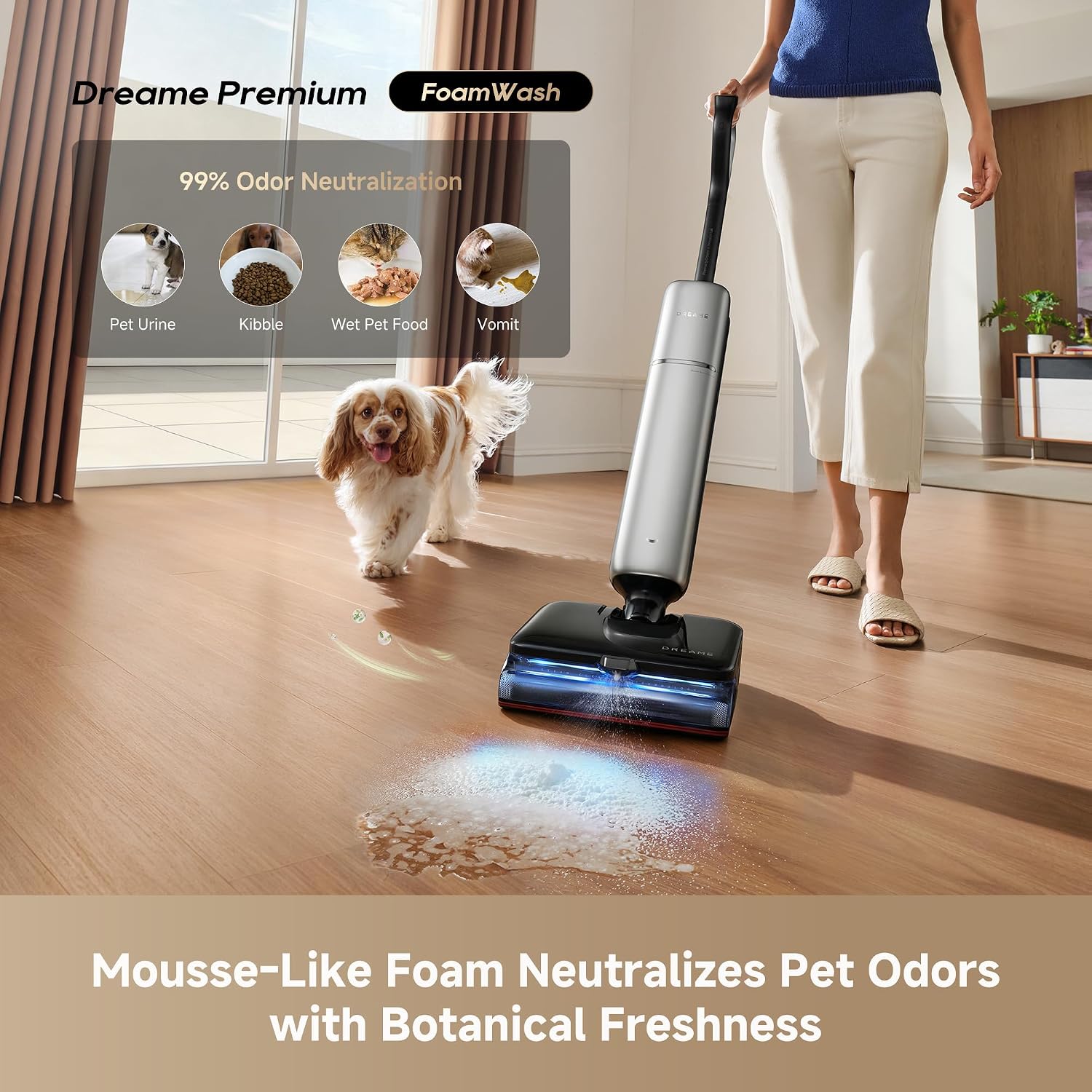 DREAME Aero Ultra Steam Vacuum Mop, 392℉ Steam, 194℉ Hot Water, FoamWash | Wet Dry Vacuum with 30kPa Suction, 3.88in Slim Floor Washer, Auto Self-Clean, Tangle-Free, GlideWheel Assist, LED Headlight