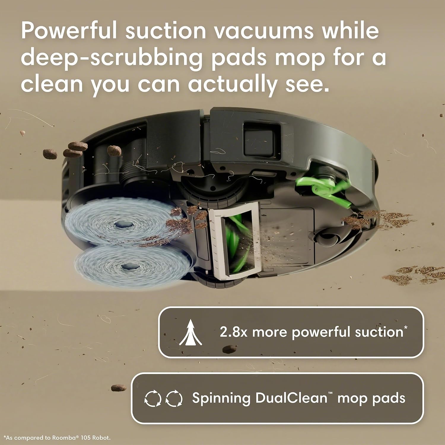 iRobot Roomba Plus 415 Robot Vacuum & Mop Combo, 20,000Pa Suction, 90 Days Self-Emptying, Multifunction Dock, Self-Cleaning & Hot Dry, Smart Obstacle Avoidance, Lifting Spinning Mops, Ideal for Pets