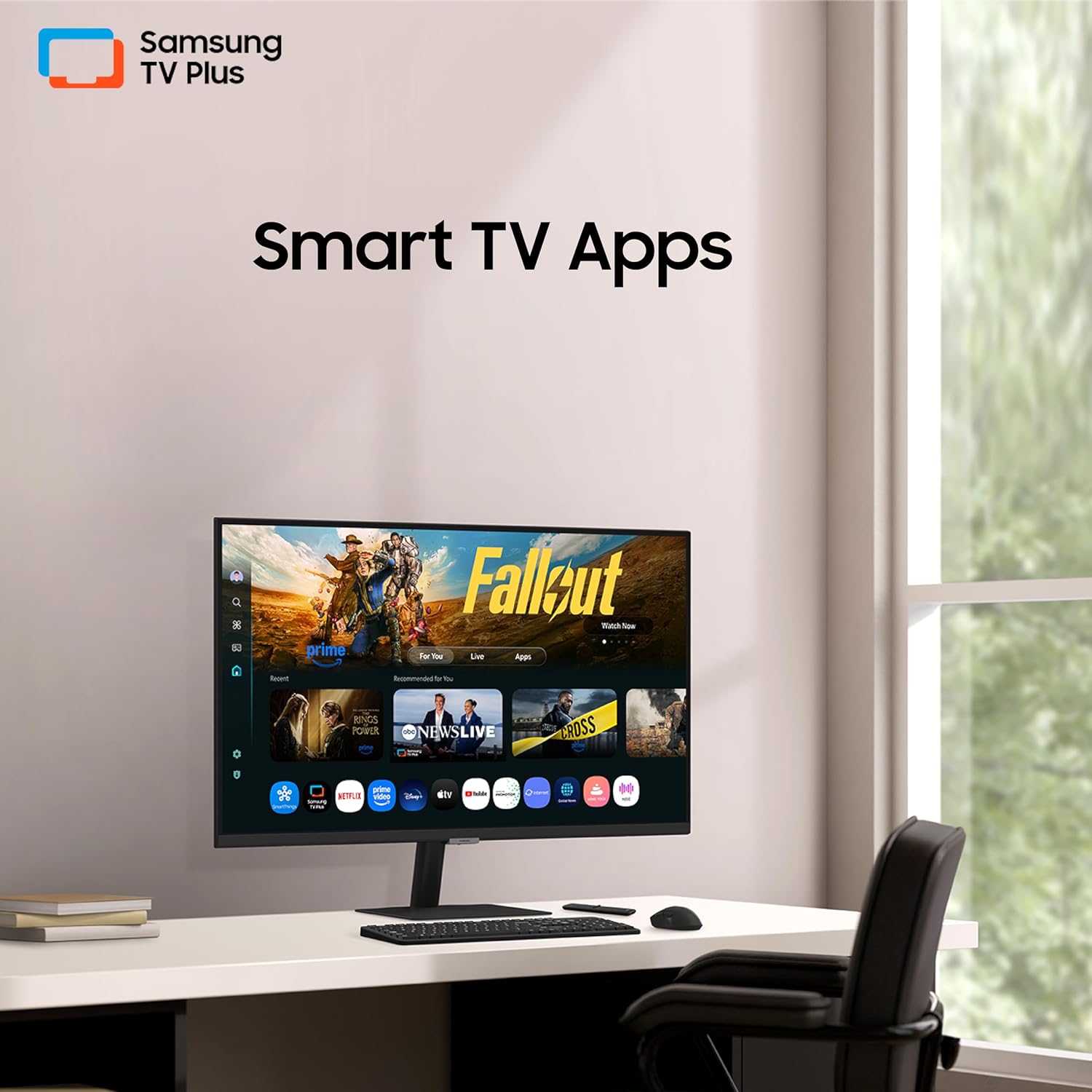 Samsung 32" (80 cm) 4K M7 Vision AI Smart Monitor|UHD 3840 x 2160|Smart TV Experience with AI|Type-C|Apple AirPlay|Gaming Bar|Remote|Speakers|Wi-Fi|Bluetooth|AI Picture & Sound|LS32FM700UWXXL|Black