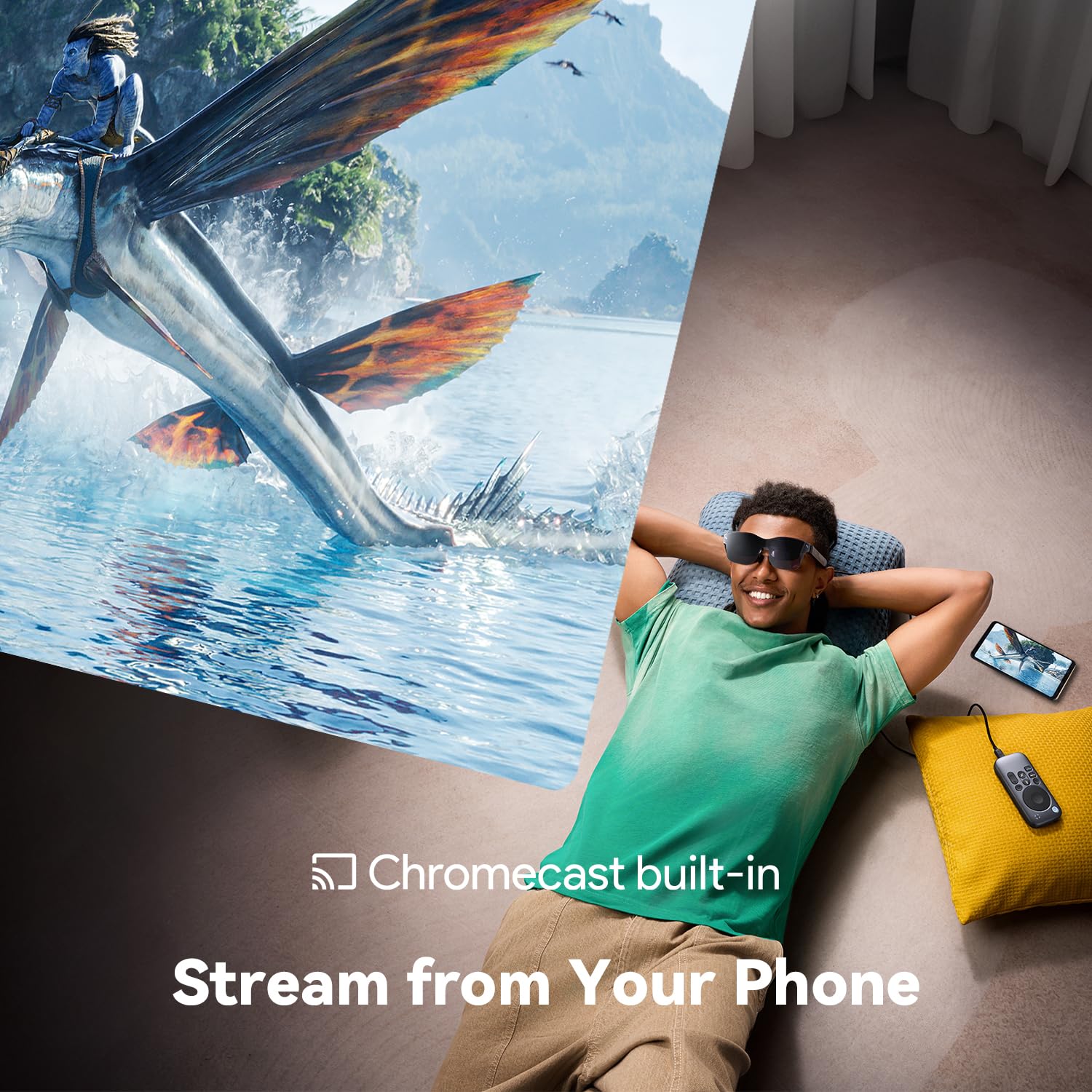 Pocket TV, Certified Portable GTV Device, Companion for RayNeo XR Glasses, Compatible withAR Glasses.