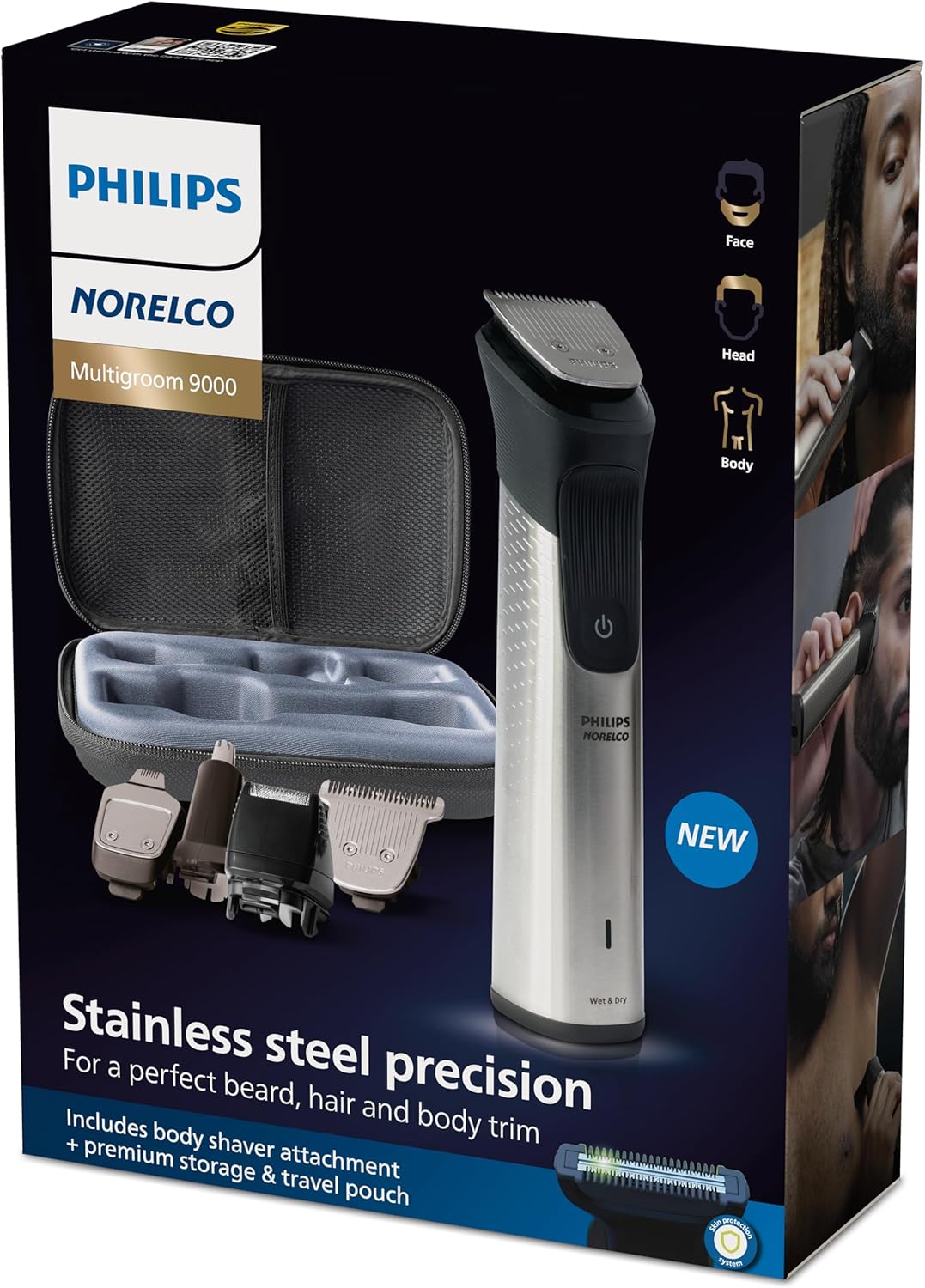 Philips Norelco Multigroom Series 9000-21 Piece Men's Grooming Kit for Beard, Body, face, Nose, Ear Hair Trimmer w/Premium Storage case, MG9510/60