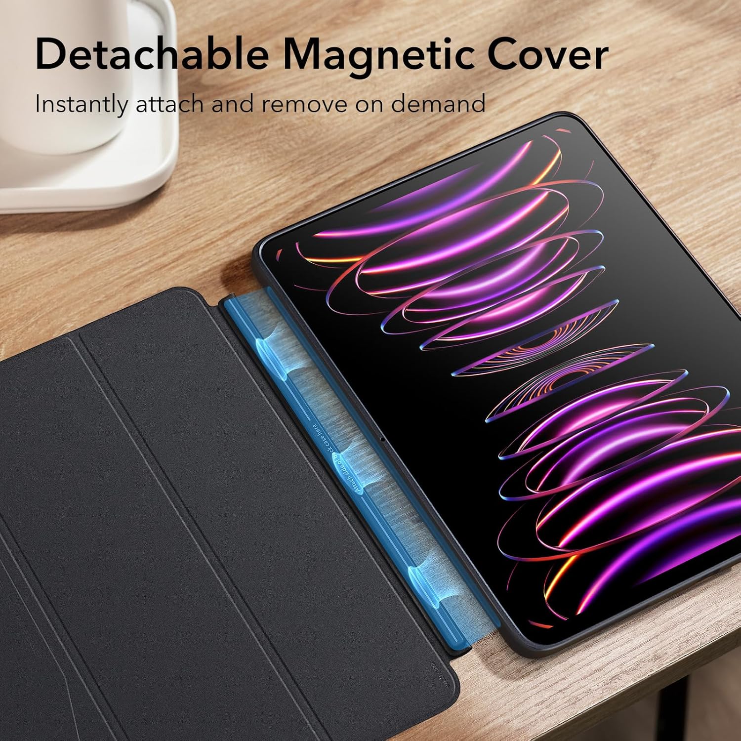 ESR for iPad Pro 12.9 inch Case (2022/2021), iPad Pro Cover, Detachable Magnetic Cover, Tough Back Case, Pencil 2 Wireless Charging, Slim and Light, Ascend Series, Frosted Black