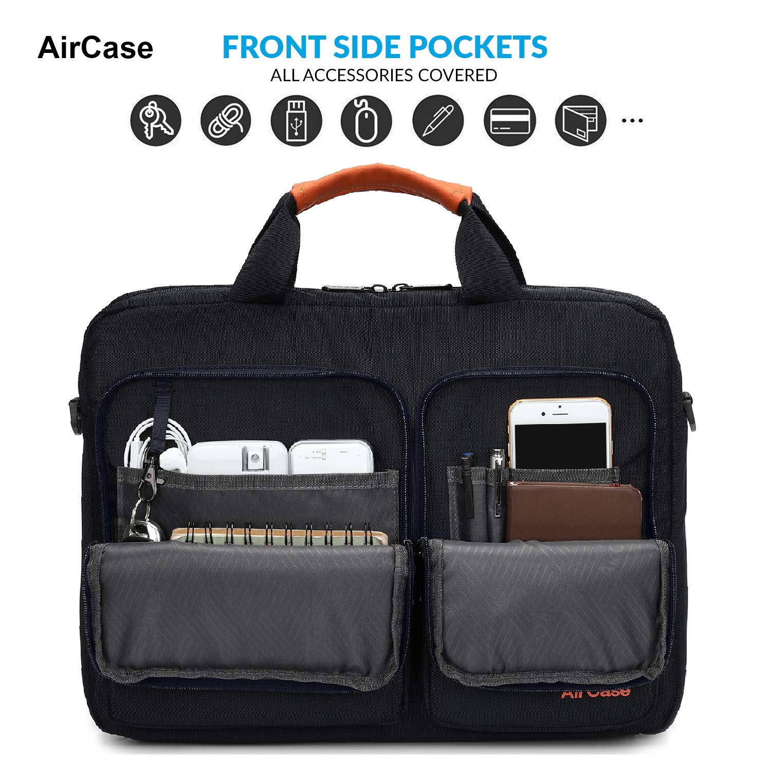 AirCase Laptop Bag Messenger Bag Sleeve for 33.02 cm (13-Inch)/ 35.56 cm (14-inch) Laptop | 2-Multi Pocket (Blue)