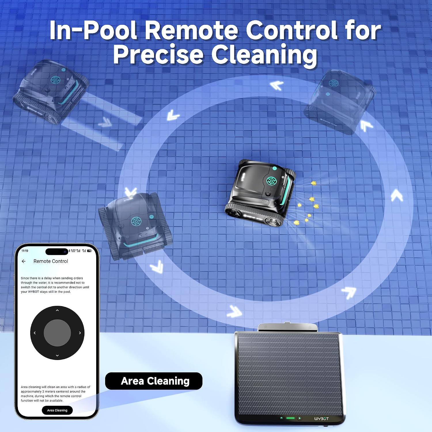 (2025 New) WYBOT S2 Solar Vision Robotic Pool Vacuum Cleaner, AI Vision, Smart Auto Docking, Dual Charging, Scheduled & Area Cleaning, 3D Adsorption for In-Ground Pools, Grey&Green