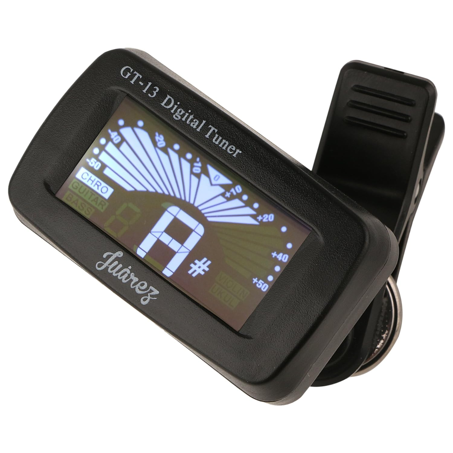Juârez GT-13 Digital LCD Guitar Bass Violin Ukulele Clip On Automatic Chromatic Tuner