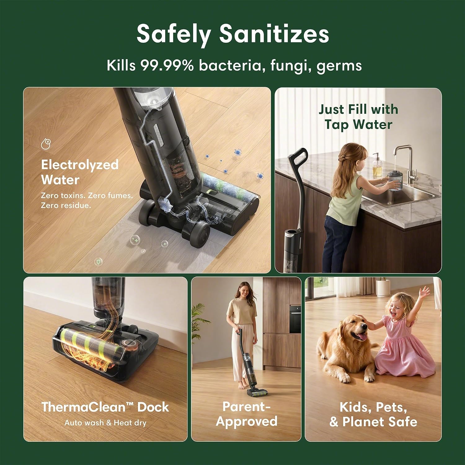 Roomba Electro 5in1 Disinfecting Hard Floor Cleaner, Vacuum, Mop & Sanitize in One Pass, Cordless, Non-Toxic, Kills Germs & Bacteria, Continuous Self-Sanitizing Roller Mop, Heated Self-Cleaning Dock
