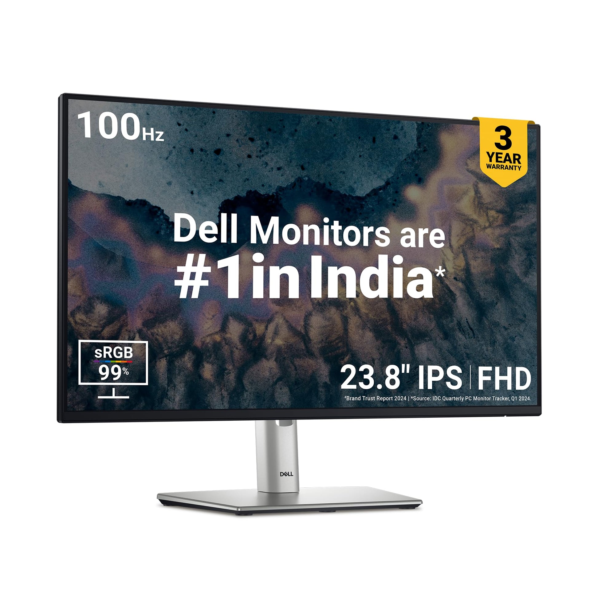 Dell-P2425HE-Black 60.45cm (24") FHD Monitor 1920x1080 at 100Hz, Response Time: 5ms(Fast), Brightness: 250 cd/m2(typical), Ports: 1x HDMI1.4, 2xDP 1.4, 1xRJ45, 2x USB3.2Gen1Type-C, 3x USB3.2 Gen1TypeA