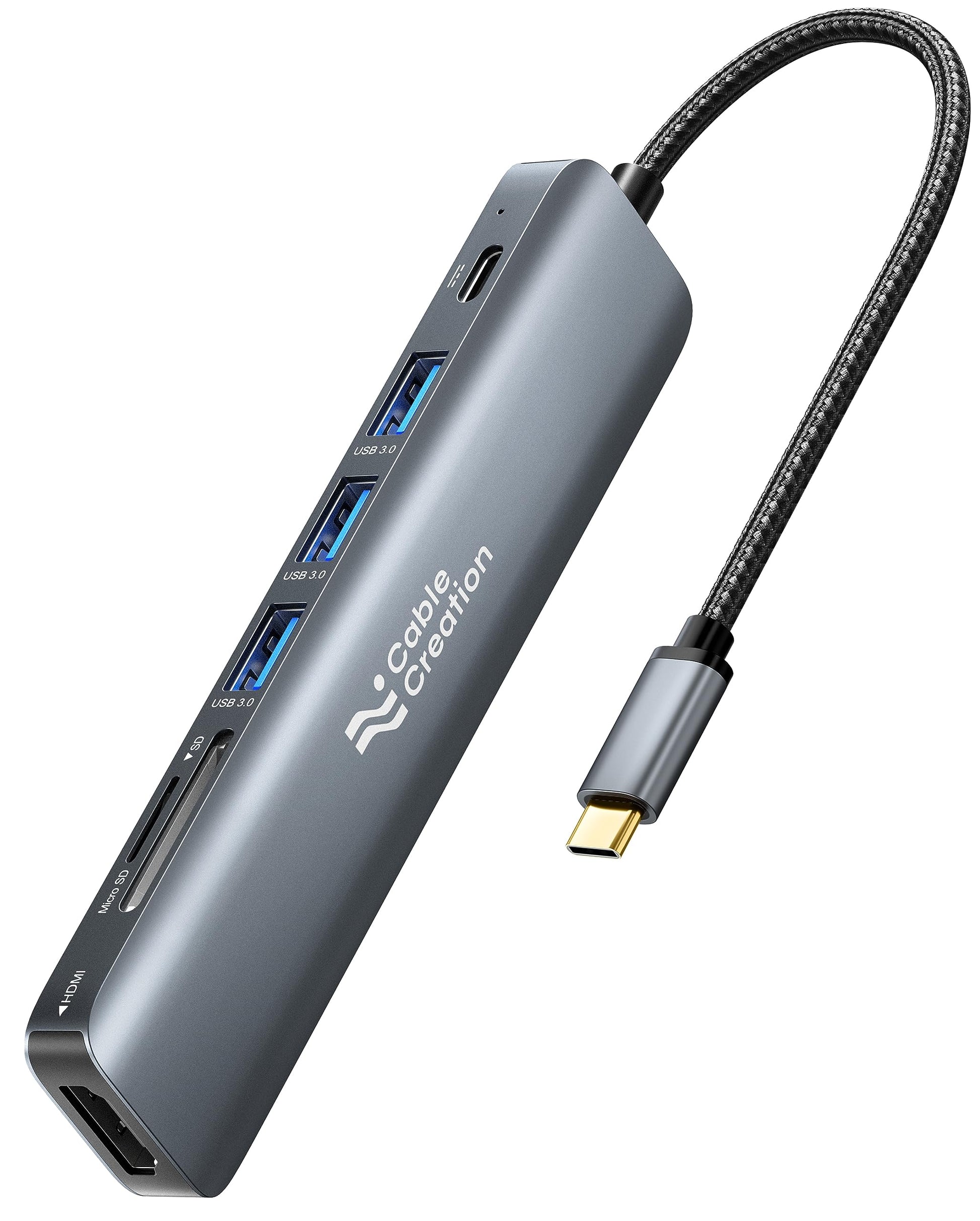 CableCreation USB C Hub Multiport Adapter, 5-in-1 USB C Adapter Aluminum Shell with 4K USB C to HDMI, Ethernet Port, 3 USB 3.0 Ports for MacBook Pro/Air 2020/2019, iPad Pro 2020, iPhone 15 Pro Max