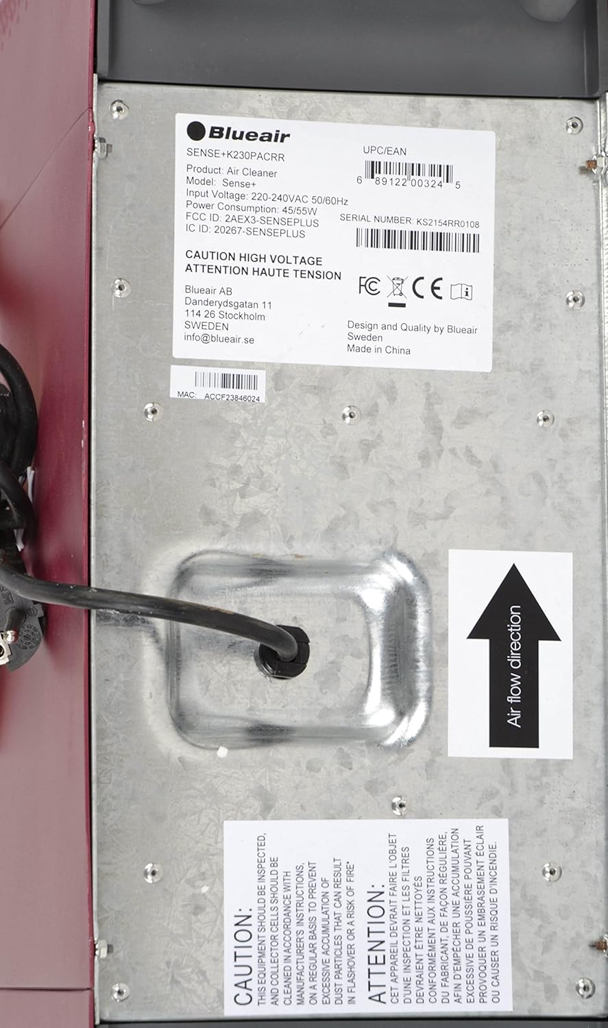 Blueair Sense + 194 Sq Feet Air Purifier (Ruby Red)