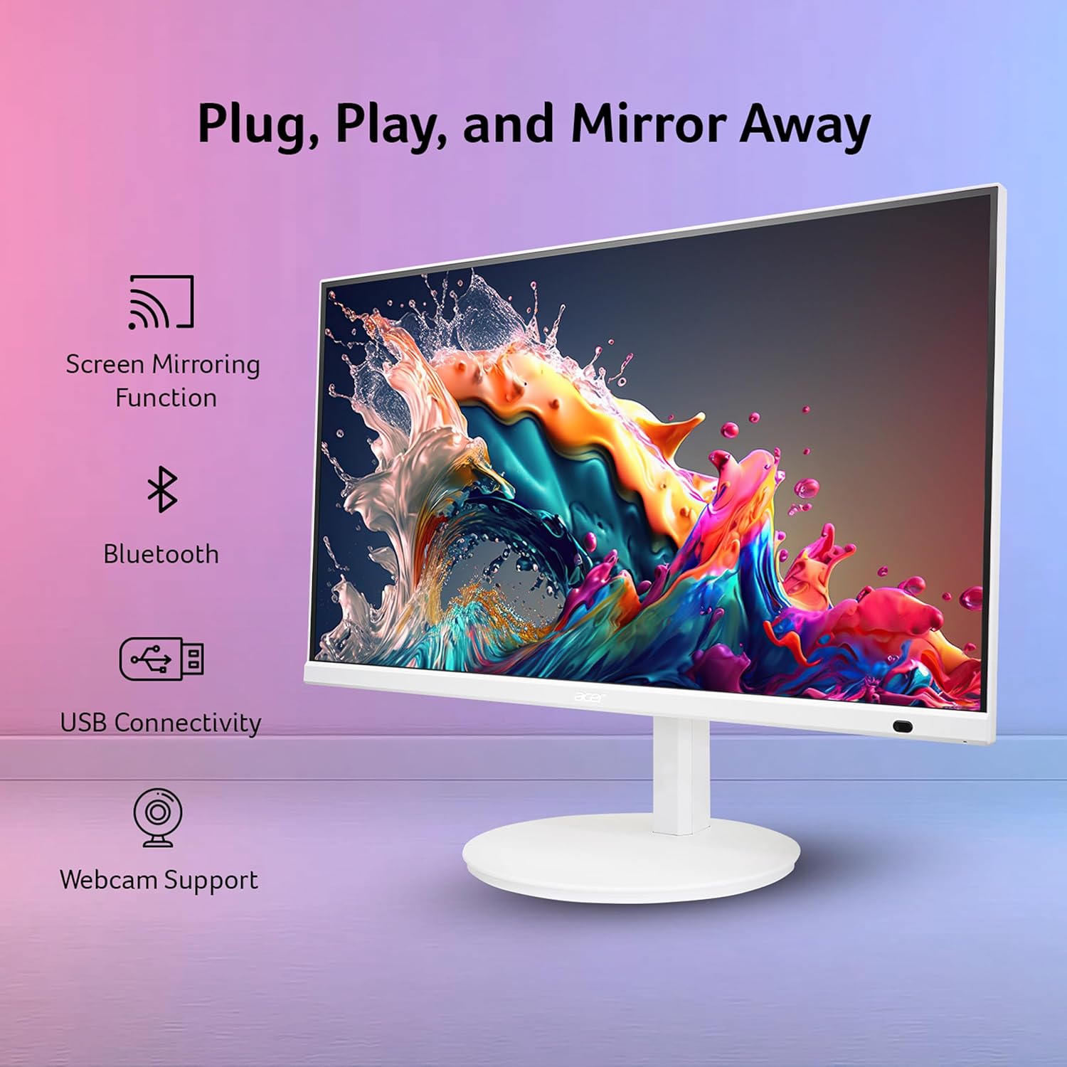 acer CS242Y 23.8 Inch Smart Full HD IPS Backit LED Monitor with WebOS I iOT Device I Airplay, Miracast, Wireless Mirroring, Bluetooth Support I HDR10 I Ergo Stand I Remote Control I Stereo Speakers