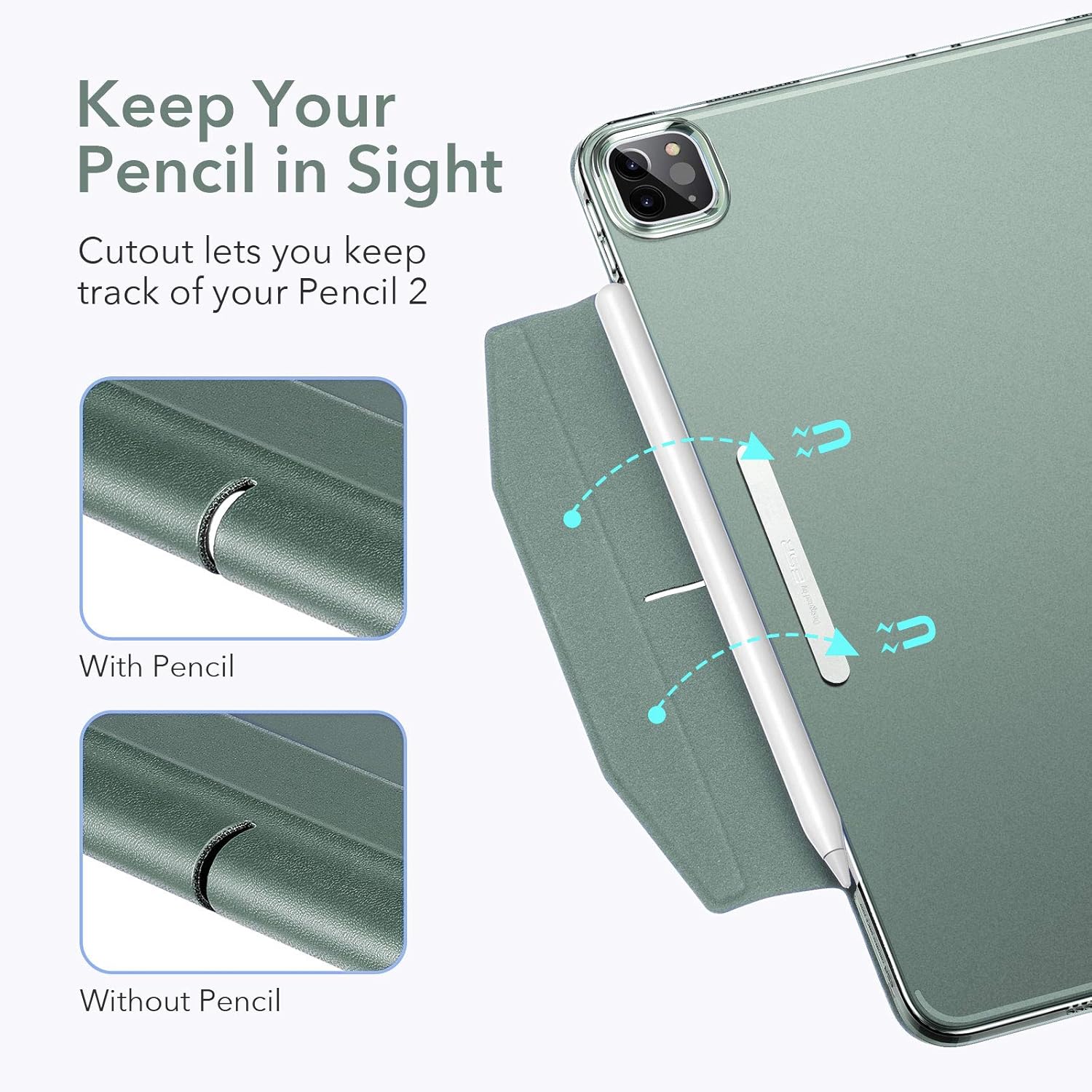 ESR iPad Pro 11" Case (2022/2021, 4th/3rd Generation) - Translucent Stand Cover With Clasp, Auto Sleep & Wake, Pencil 2 Wireless Charging - Ascend Trifold, Frosted Forest Green