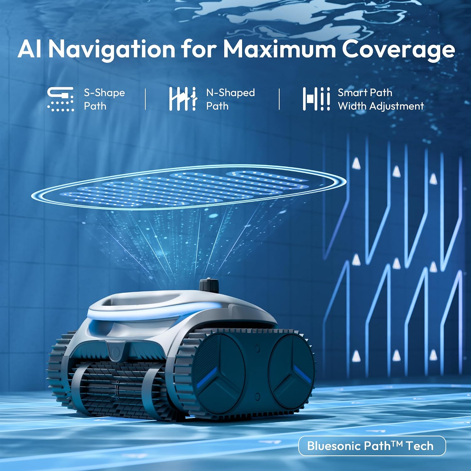 (2026 Upgrade) BUBLUE C20H Gen2 Pool Vacuum for Inground Pools, Corded & Cordless Hybrid Pool Cleaner Robot with Smart Navigation, APP Control, Clean Floor/Waterline for Pools Up to 1615 Sq.Ft, Silver