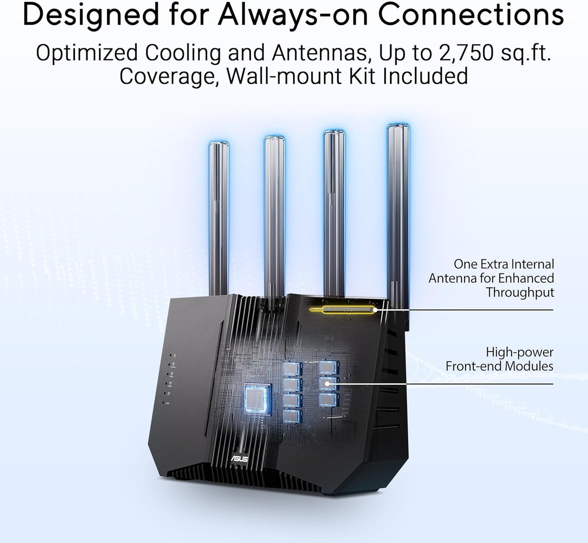 ASUS RT-BE9700 WiFi 7 Router - Tri-Band (6GHz), 9.7 Gbps, x2 WAN, Mesh
